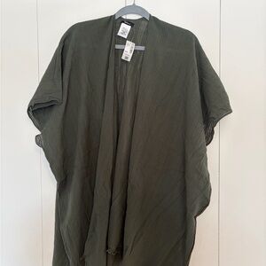 Reitmans Olive Green Open-Front Textured Kimono
